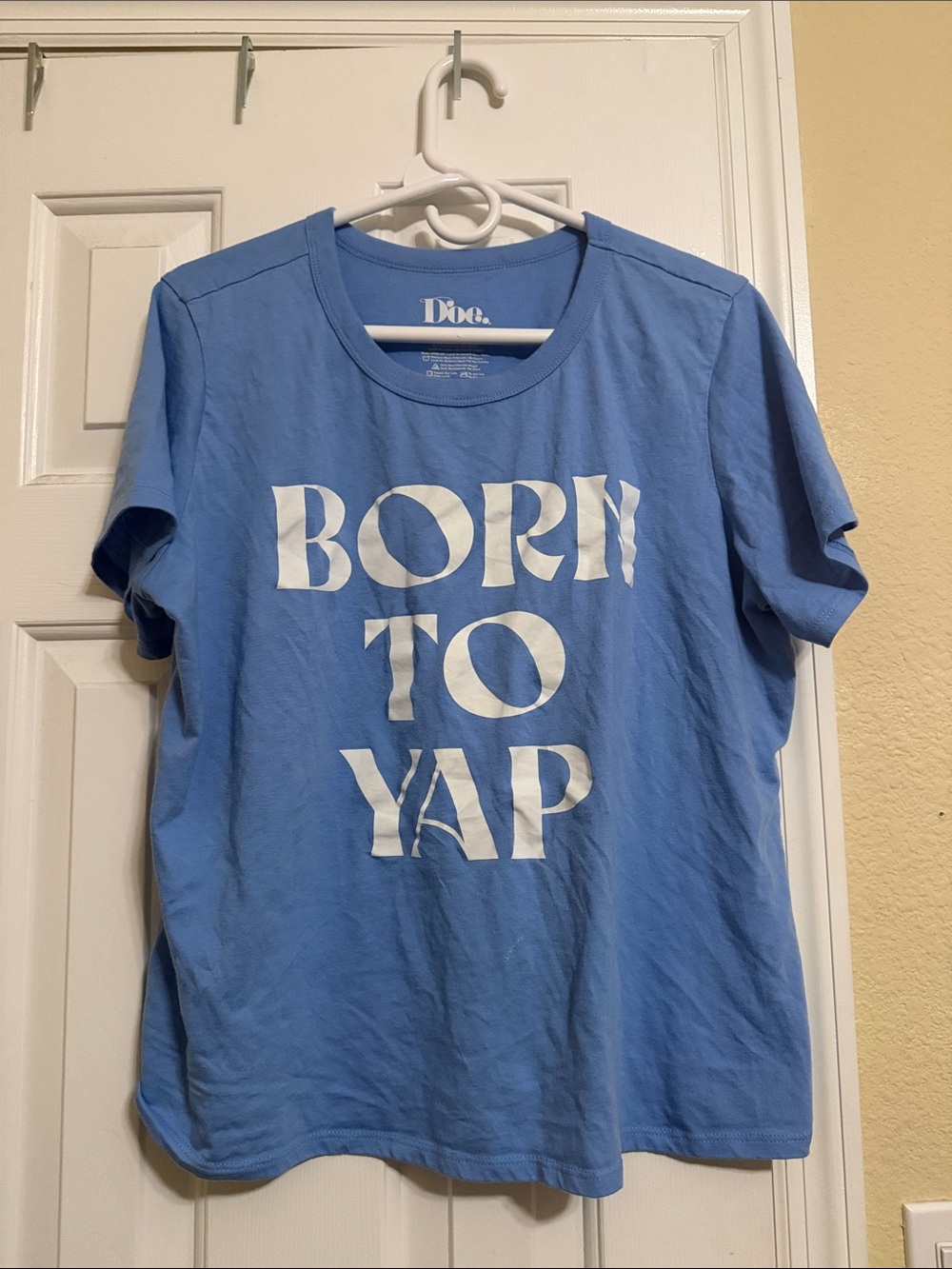 Doe. Women’s Light Blue 'Born to Yap' Short Sleeve Tee